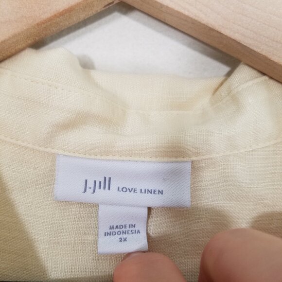 J. Jill Love Linen 100% Linen Long Sleeve Button Down Shirt Yellow Size 2X - Picture 5 of 7